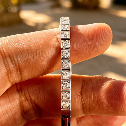 Certified D Color 2.5mm Moissanite Bangles for Women Full Diamond Men Hip Hop Tennis Bracelet 925 Sterling Silver Jewelry