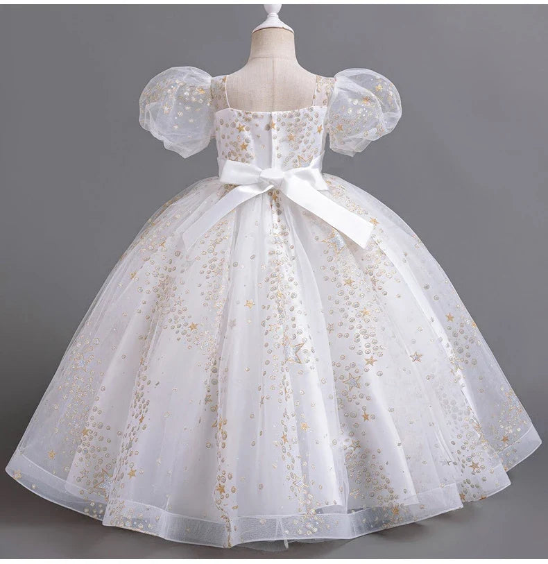 8905 Girls' Flower Wedding Dress Long Sleeveless Summer Princess Rainbow Host Gift Performance Program