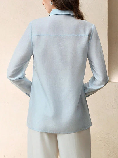 2025 New Long Sleeves Shirts for Women Summer Autumn 3D Flower Chic Blouse Tops for Women Office Business Casual Work