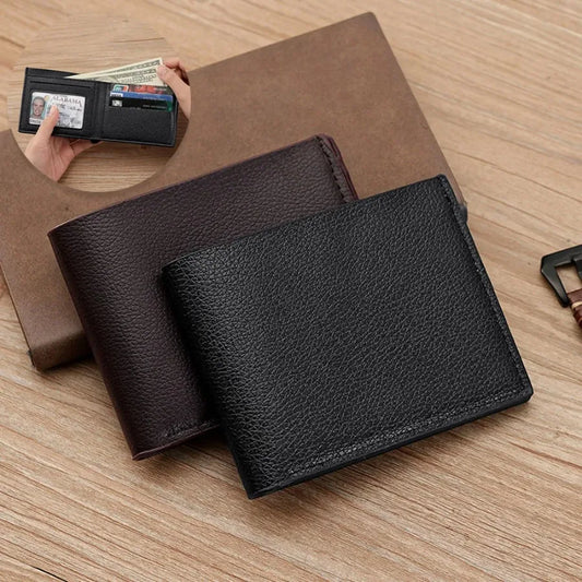 Porte-monnaie super mince souple portable pour hommes, portefeuille en cuir givré PU, mini porte-cartes de crédit multi-fentes, poche pour pièces de monnaie, petits portefeuilles courts et fins