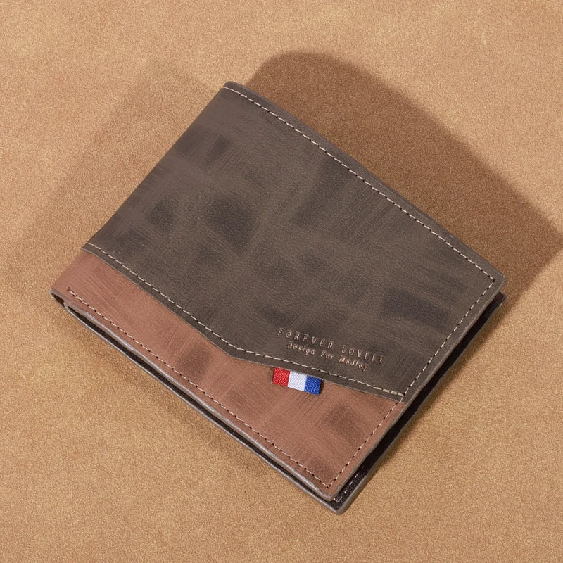 Men's high-capacity leather wallet, small multi slot photo wallet for coins, vintage wallet