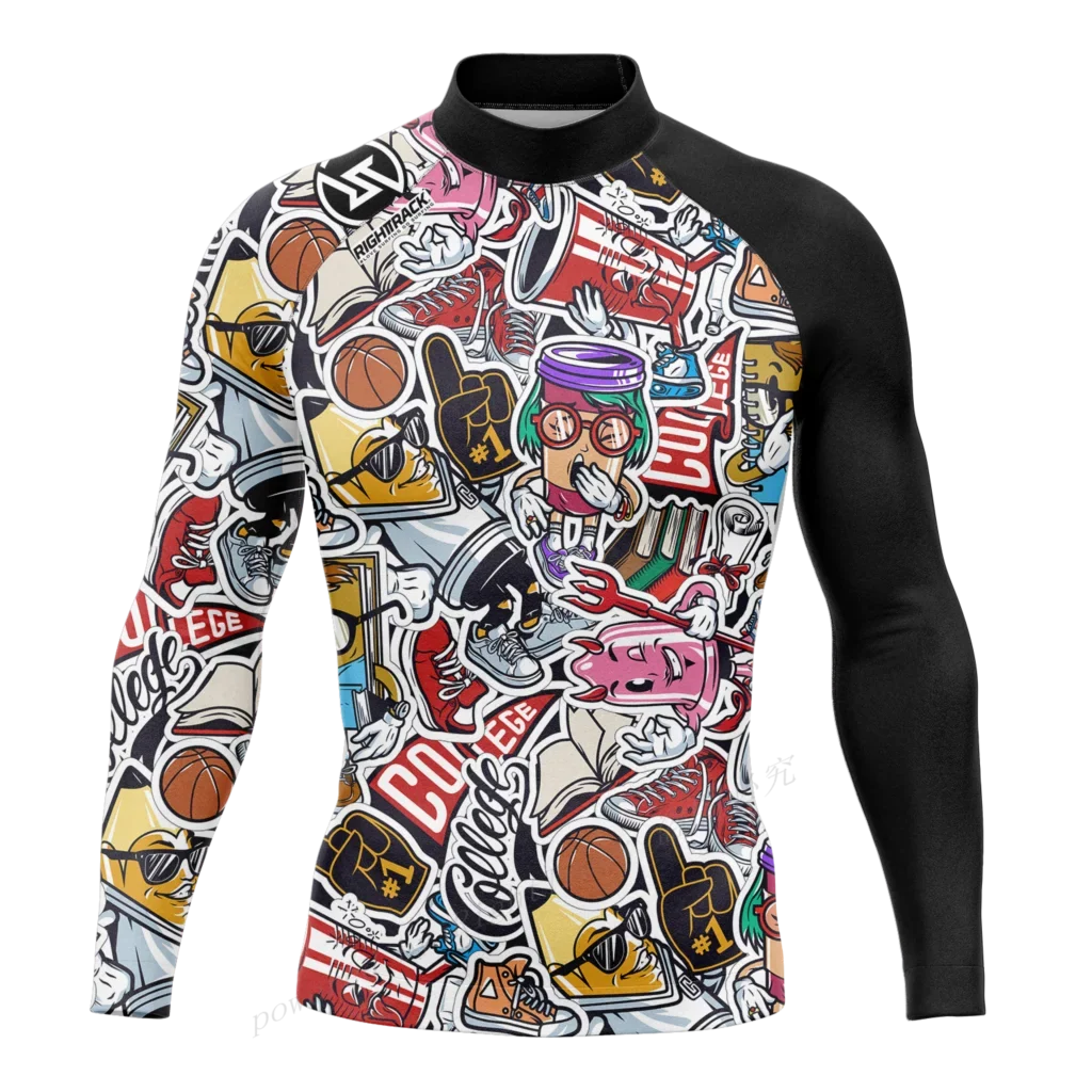 Hot Men's Rashguard Snorkeling Long Sleeve Surfing Shirts Diving Sunscreen Surf Sweatshirt UV Protection RightTrack Swimwear