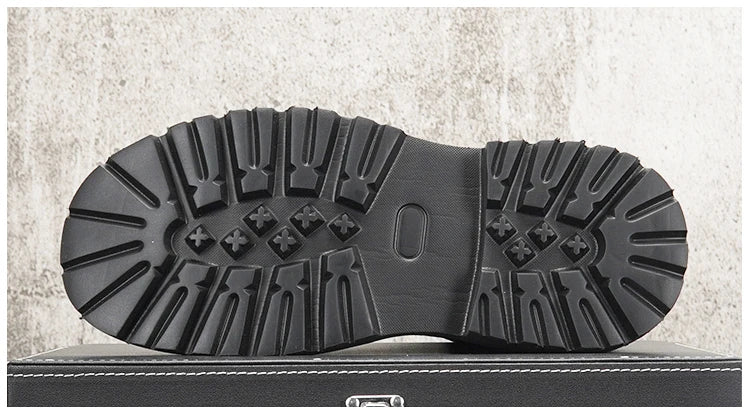 Men's Hidden Heel Motorcycle Boots - Goth Punk Ankle Boots with Thick Sole for Height Increase | Elevator Shoes