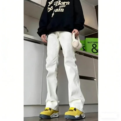 Men New Versatile American Style Vintage Blue Jeans Spring Autumn Trend Baggy Straight Leg Comfortable Men's Denim Trousers