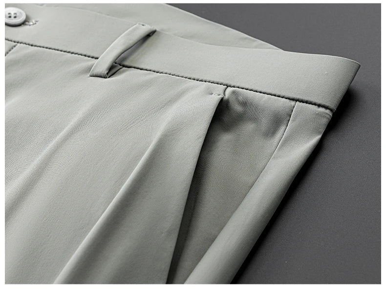 Brand Clothing 2026 Summer High Stretch Men's Casual Pants Quick Dry Business Straight Pants Thin Formal Suit Trousers Male 40