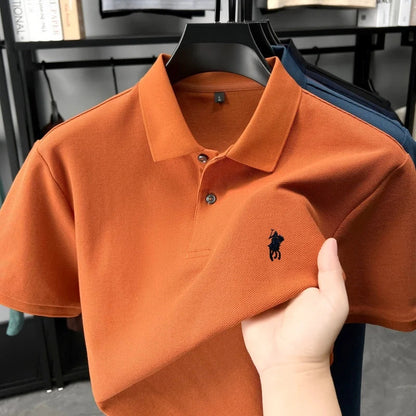 Designer brand 100% cotton short sleeve polo shirt luxury fashion pony embroidery men's business leisure summer new Paul T-shirt