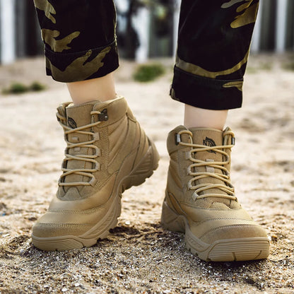 Summer Fashion Men Boots Outdoor Leather Boots Breathable Combat Boots Plus Size 46 Desert Boots Walk Shoes Autumn