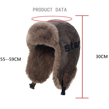 Bomber Hat Thick Warm Russian Hat Fur Lined Autumn Winter Hats for Men Women Windproof PU Leather Ski Trapper Earflap Cap