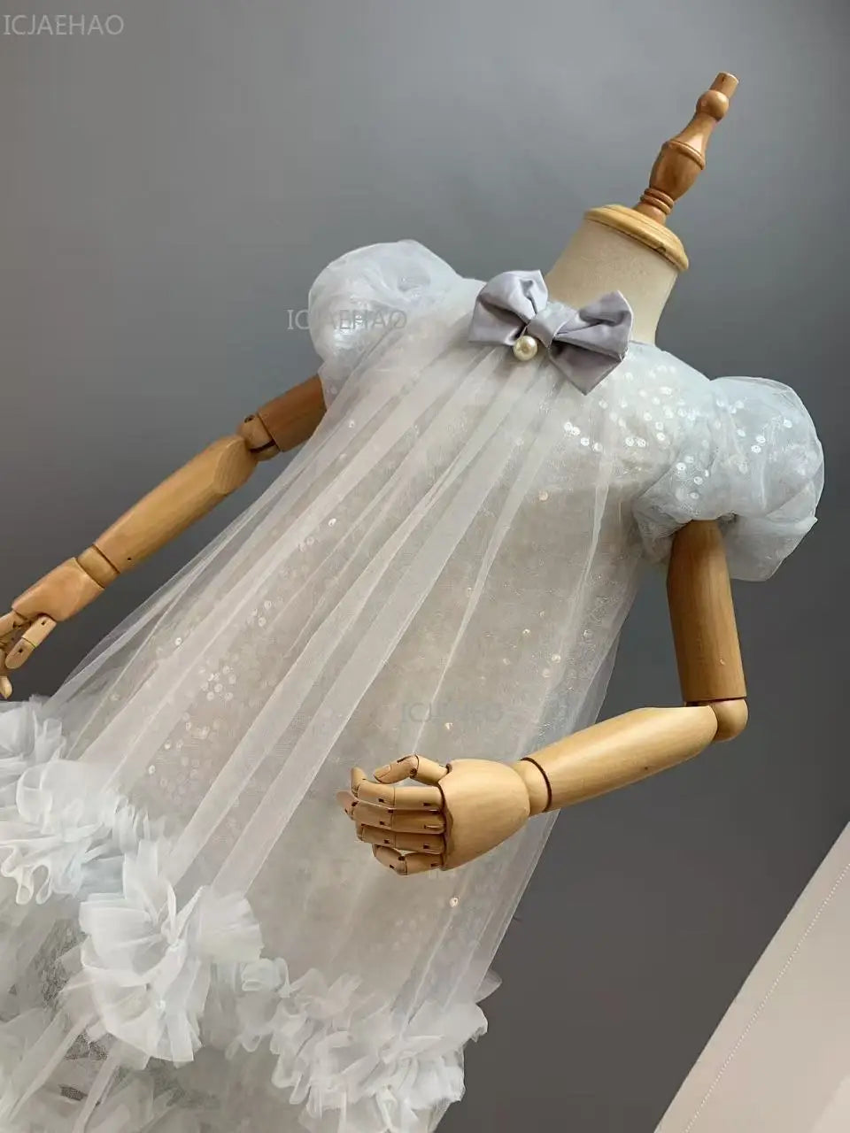 2026 New Summer Dress Girls Sequin Tulle Princess Party Gown Children Pageant Formal Attire Celebration Outfit Elegant Clothes