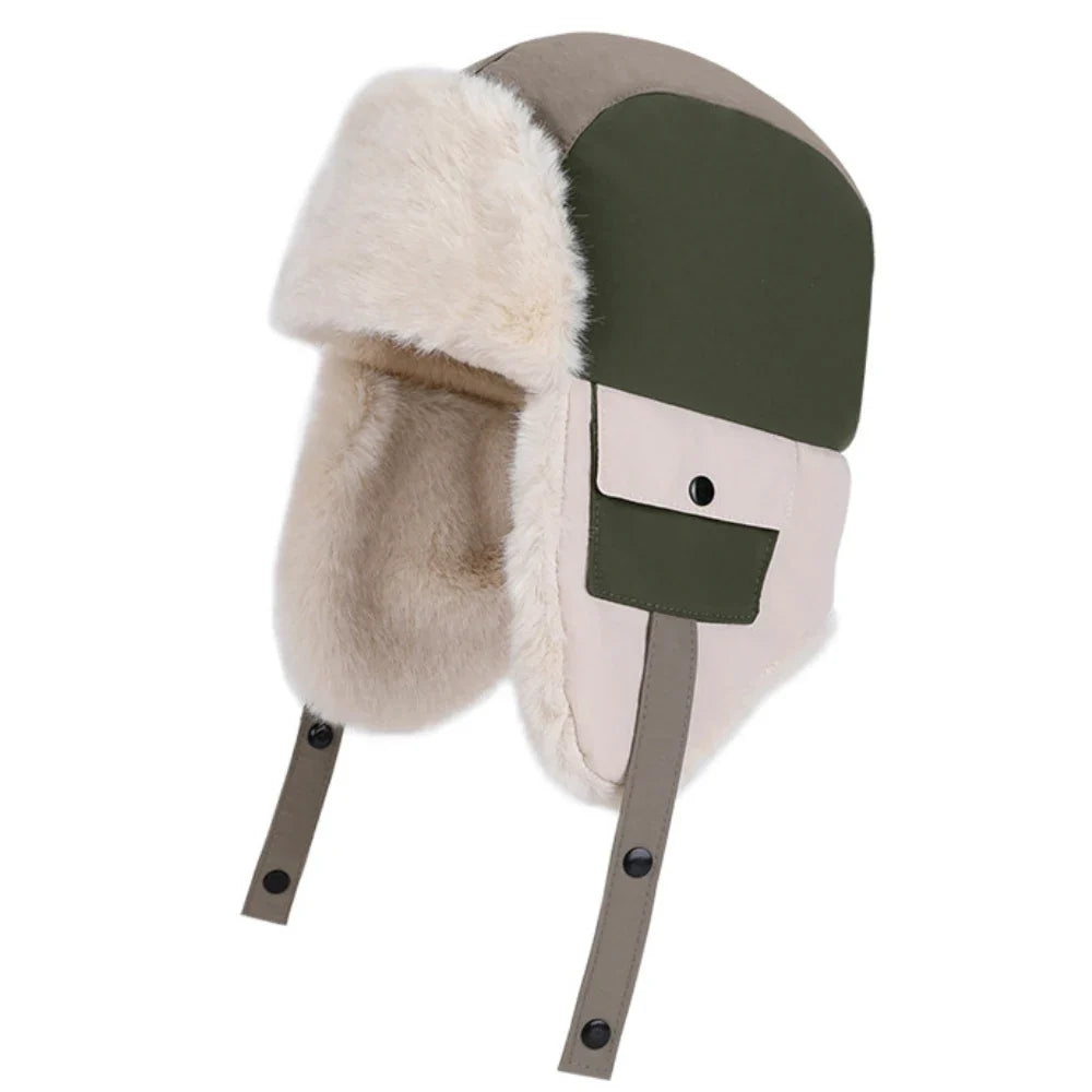 Children Winter Hat Thick Warm Outside Snow Ski Earflap Cap Boys Girls Patchwork Russian Hat Windproof Trapper Bomber Hat