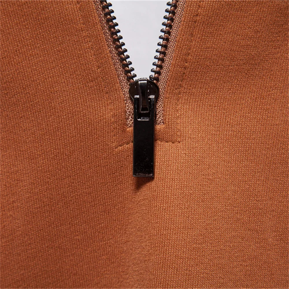 Mens Mock Neck Quarter Zip Sweatshirts Patchwork  Fashion Pullover Cotton-blend Sweatshirt for Men