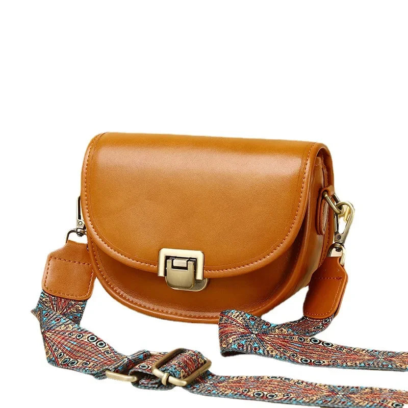 New Style Genuine Leather Women's Small Bag Vegetable Tanned Cow Leather Single Shoulder Bag Lady Popular Messenger Purse