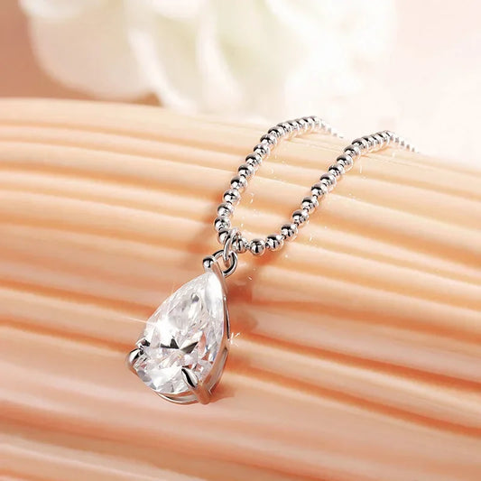 2CT 3CT 5CT 6CT Pear Cut Moissanite Necklace for Women Classic Pendant Sterling Silver 925 Plated 18K Jewelry Wholesale