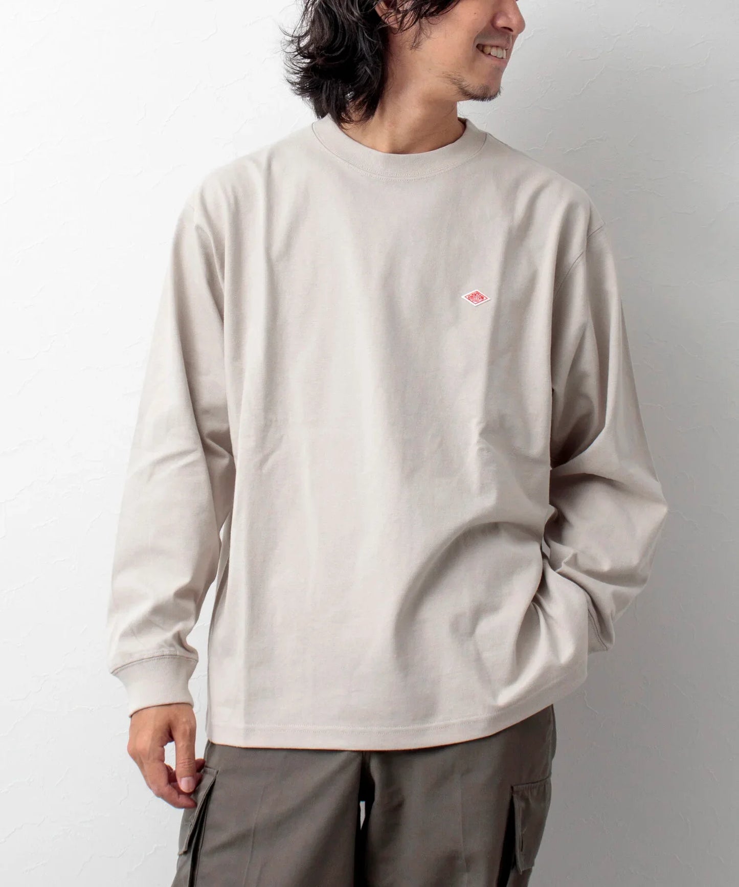 Spring Exported to Japan style Classic fashion Solid Simple Loose Long sleeve Cotton T-shirt Top Man Small Icon Embroidery Tees