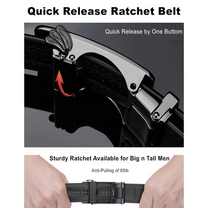 Men's Genuine Leather Belt Adjustable Automatic Buckle Belt Black/Brown Ratchet Belt High-Quality Business Casual Belt for Men