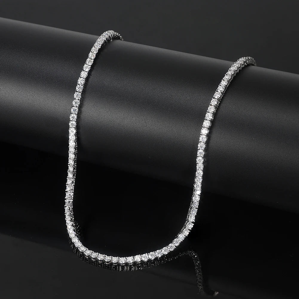 Classic Moissanite Diamond Tennis Necklace for Women 2/3/4mm 925 Silver Original GRA Certified Clavicle Chain MON01