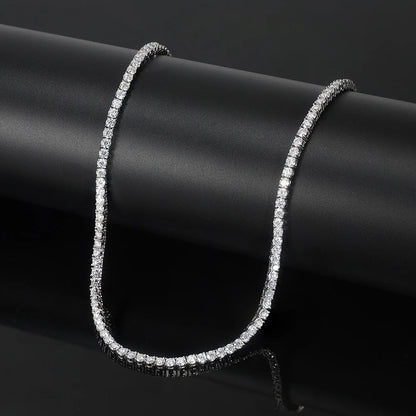 Classic Moissanite Diamond Tennis Necklace for Women 2/3/4mm 925 Silver Original GRA Certified Clavicle Chain MON01