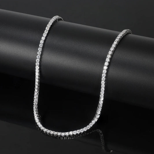 Classic Moissanite Diamond Tennis Necklace for Women 2/3/4mm 925 Silver Original GRA Certified Clavicle Chain MON01