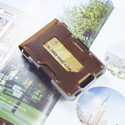 leather Credit Card Holder Wallets Men Brand Rfid Black brown Magic mutifunciton  Slim Mini Wallet Small Money Bag Male Purses