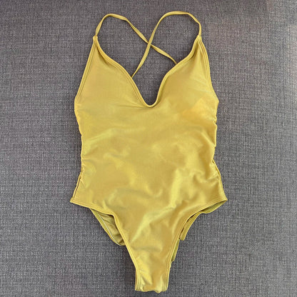 Solid One Piece Swimsuit Women Swimwear 2025 New Bikini Sexy Bodysuit Plus Size Bathing Suit Swimming Suit maillot de bain femme