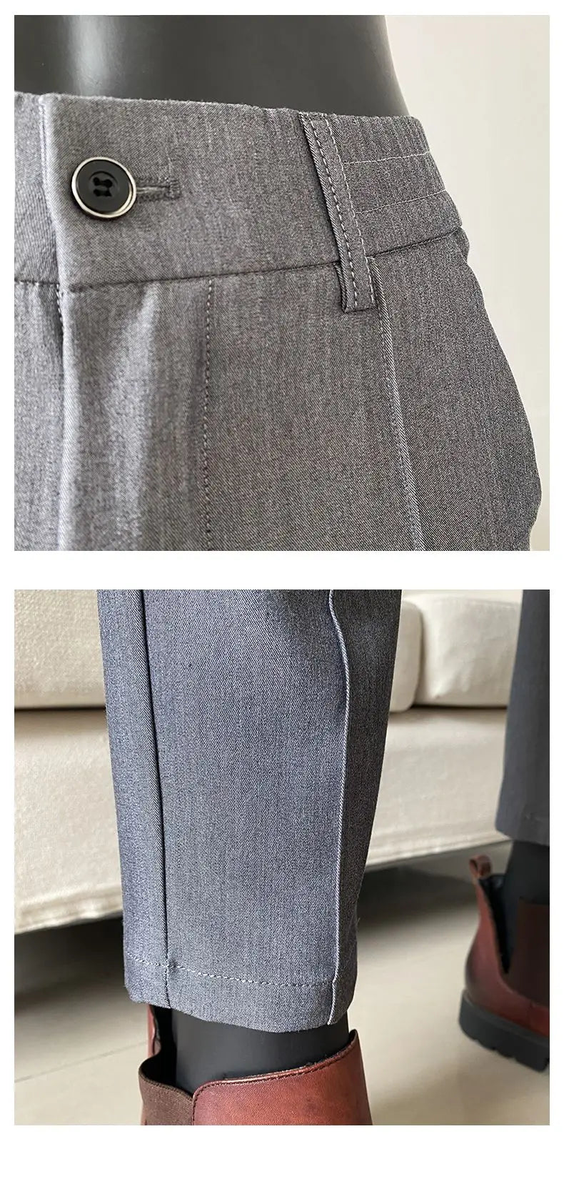 Summer New Light Thin Solid Color Suit Pants High Quality Slim Fit Stretch Trousers Men's Formal Business Social Dress Pants