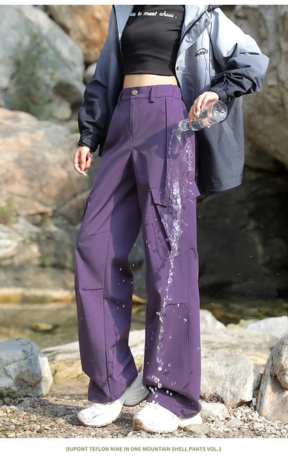 Outdoor Hiking Pants Woman 3 In 1 Removable Fleece Waterproof Camping Trousers Winter Large Pocket Windproof Cycling Travel Pant