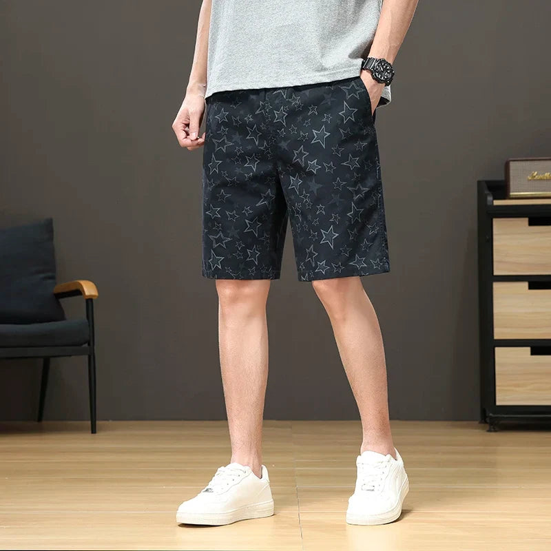 Streetwear Star Print Shorts Men Hawaii Beach Casual Shorts Outdoor Cotton Sports Elastic Waist 6XL Oversized Baggy Half Pants