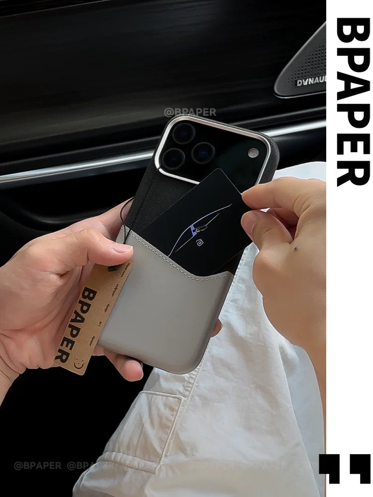Case For iPhone 17 Pro Max Air Leather and Fabric Splicing Texture Card Insertion Magnetic Phone Cover For iPhone 17 Pro Shell