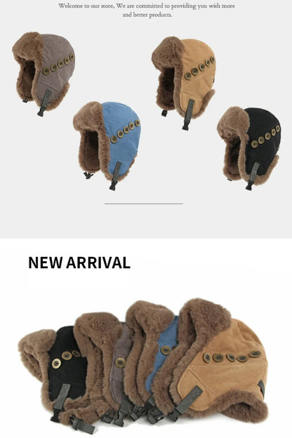 Russian Hat Thick Warm Winter Hat Men Women Windproof Ski Trapper Earflap Cap Faux Rabbit Fur Hat Male Female Bomber Hat