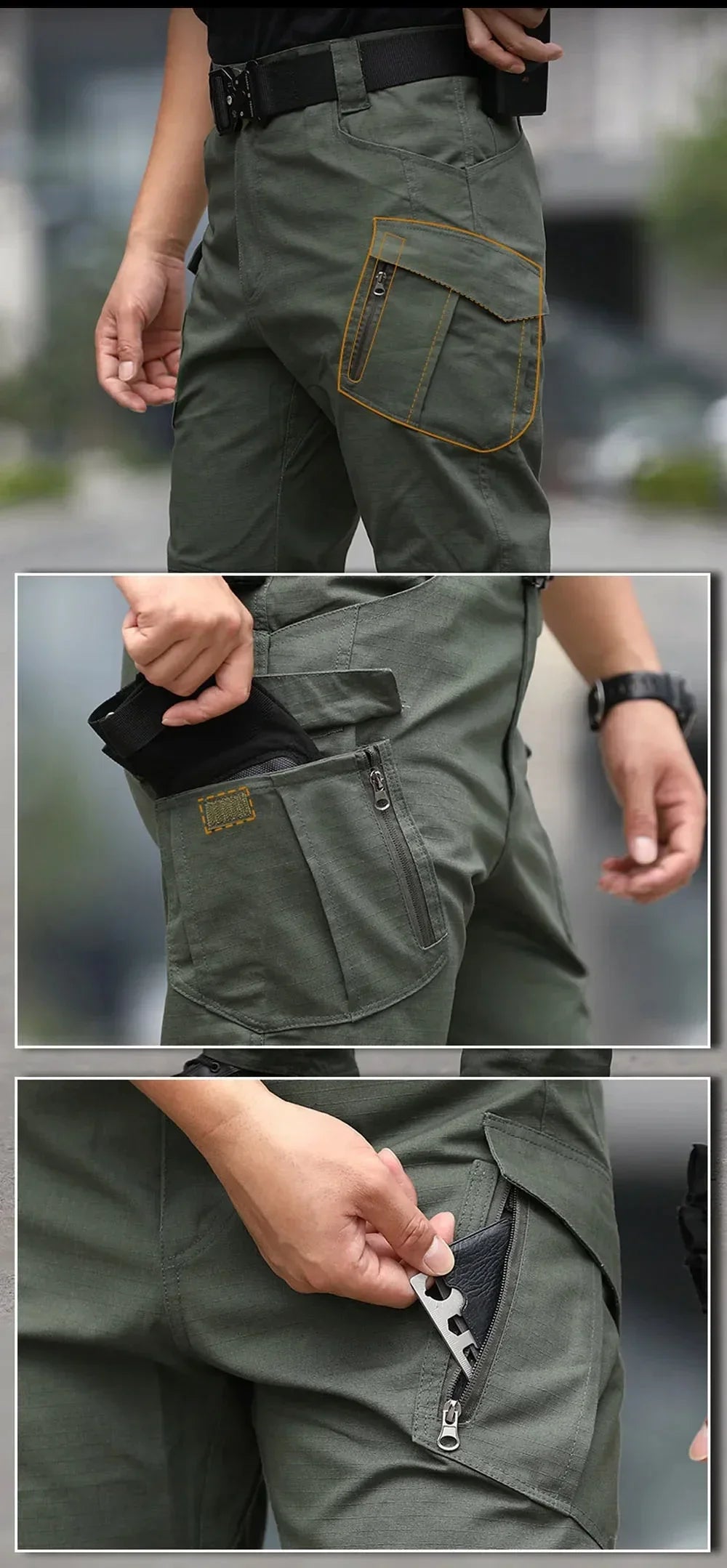 New Work Tactical Pants Men Casual Cargo Trousers Summer Multi-pocket Waterproof Pant Workwear Hiking Training Trousers Male