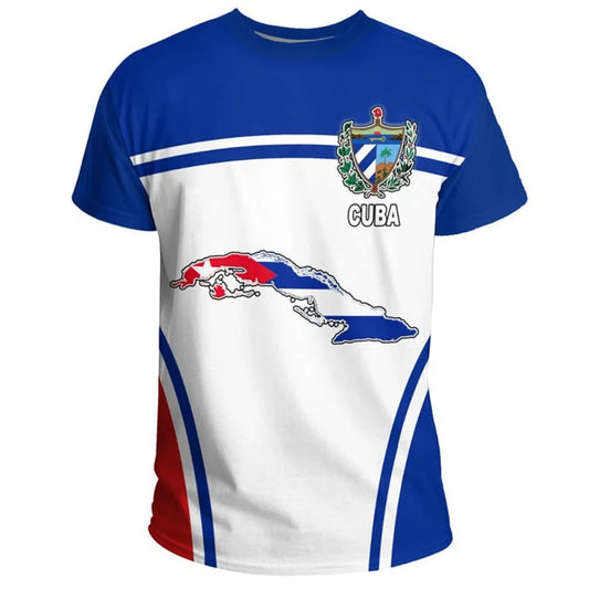 Fashion 3D Print Cuba Flag T Shirt Men Cuban National Emblem T-shirts Streetwear Short Sleeve Oversized Tees Summer Top Clothing