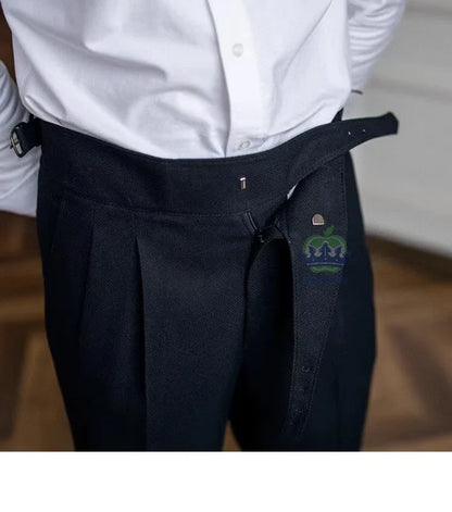 Classics Italian Naples Style White Men's Suit Pants Men High Waisted Straight Fit Work Formal British Business Brand Trousers
