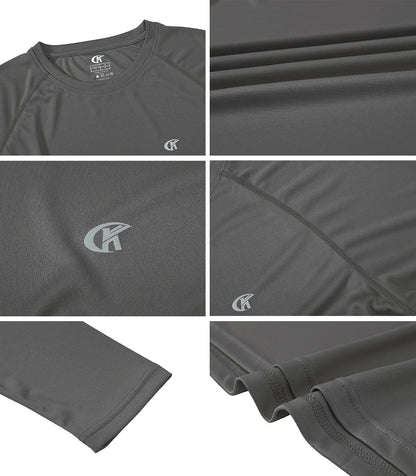 Men UPF 50+ Long Sleeve T-Shirt, Rash Guard Breathable Tops, Pullover Shirt for Sport Fishing Hiking Running Beach Surfing