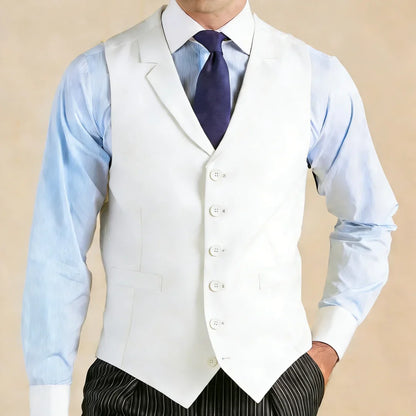 Men Vest Light Gray With Lapel Single Breasted Waistcoat For Wedding Banquet Business Work Office Casual Daily Men Suit Vest