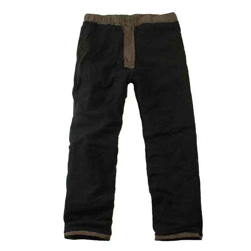 Men's Winter Thicken Fleece Cargo Pants Double Layer Straight Pants Men Casual Cotton Tactical Baggy Pant Warm Trousers S-5XL