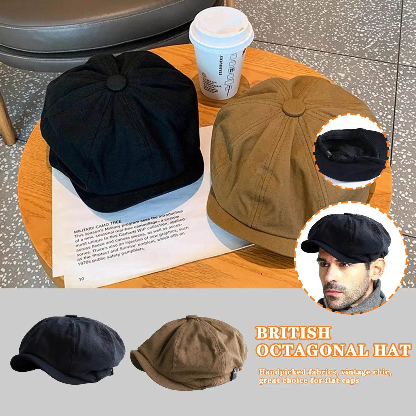 British Style Newsboy Men Cotton Ascot Dad Khaki Male Spring Autumn Vintage Brand Octagonal Flat
