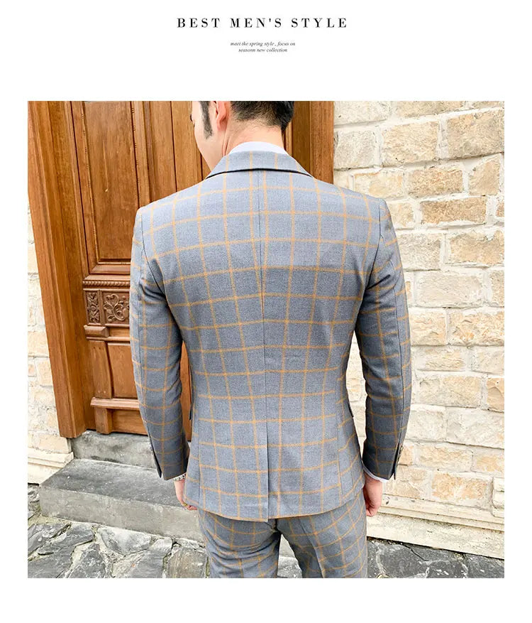 Men's Slim Fit Business Suit High Quality Boutique Fashion Two-Piece Set Handsome Trend Banquet Four Seasons Trousers Included