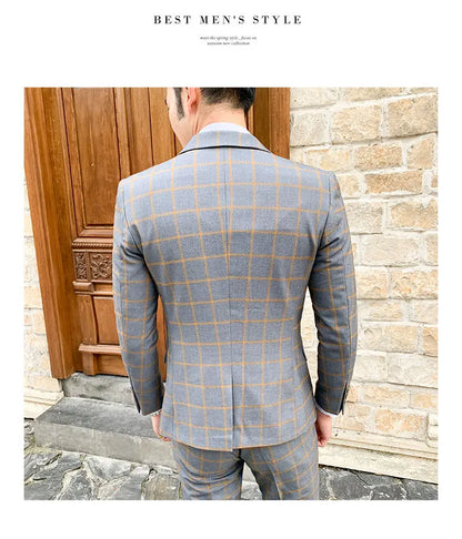 Men's Slim Fit Business Suit High Quality Boutique Fashion Two-Piece Set Handsome Trend Banquet Four Seasons Trousers Included