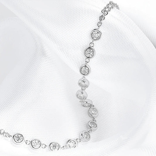 Bracelets en Moissanite véritable réglables de 14-21CM pour femmes et filles, chaîne scintillante, diamant de laboratoire GRA, bijoux en argent pur S925