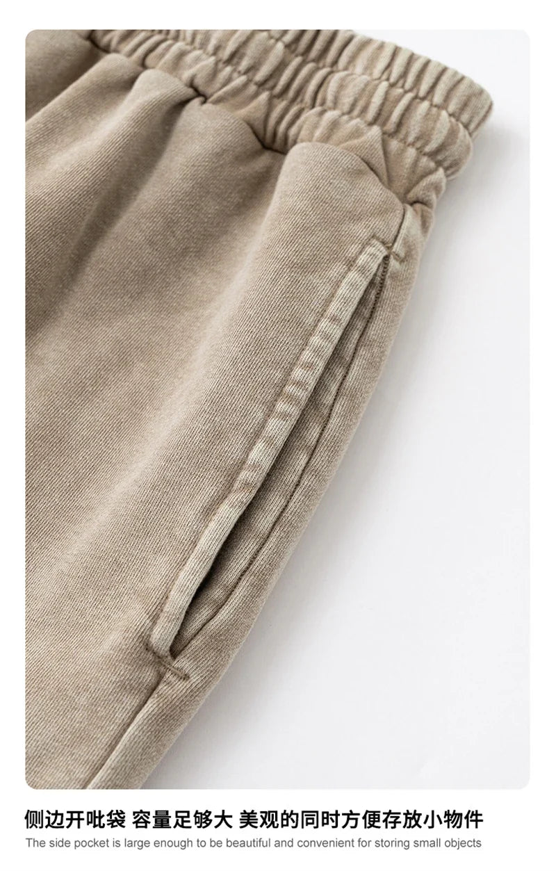 New 2025 Men Summer Loose Edge Washed Cotton Shorts Unisex Retro High Street Distressed 330gsm Shorts Brand Clothes HY1056