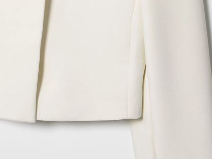2025 autumn winter new professional women's simple fashion white short commuting zhongshan collar suit jacket