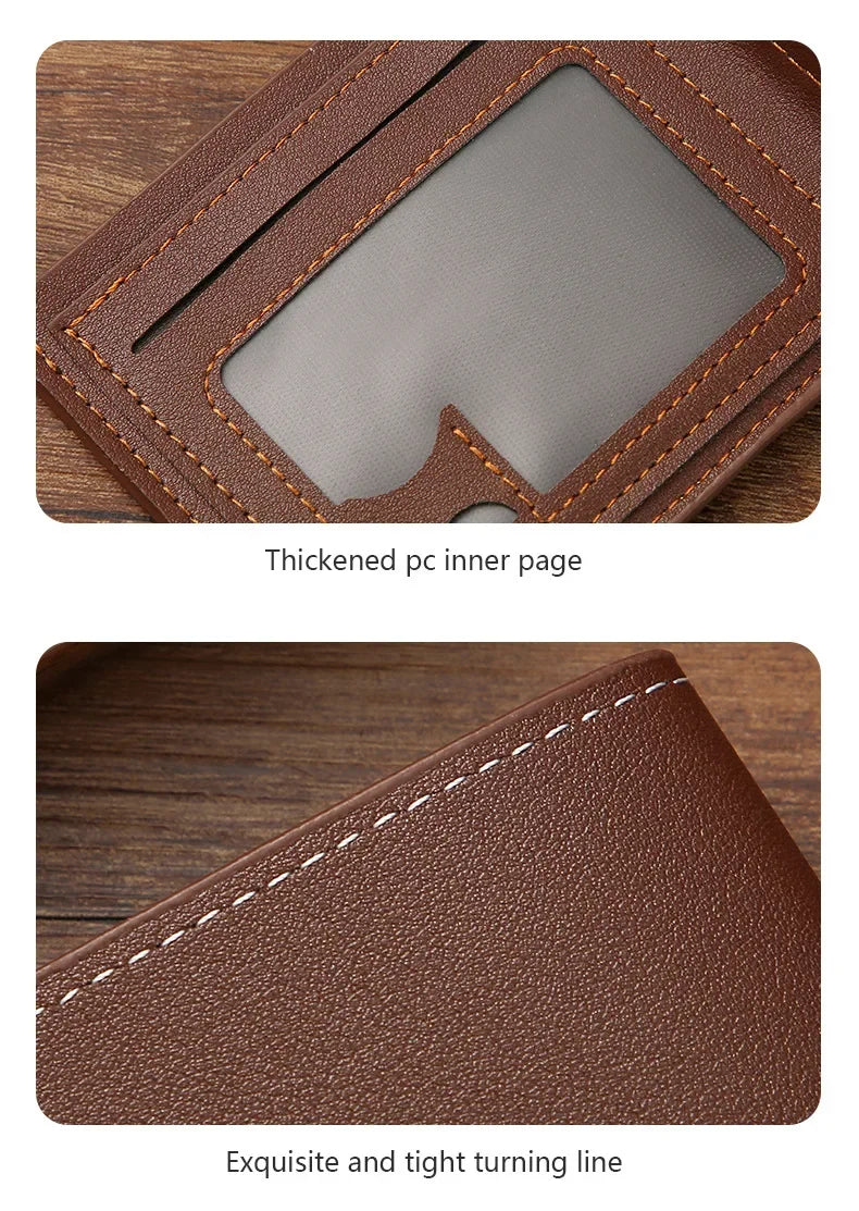 Portefeuille en cuir fin pour homme, blocage RFID, pliable, porte-cartes de crédit minimaliste, pince à billets