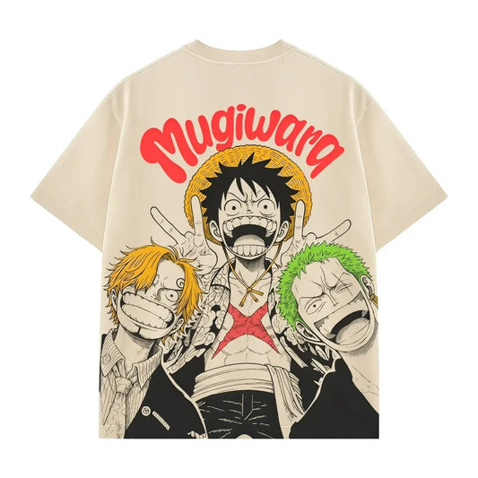 One Piece Men's T-shirt Monkey D. Luffy Roronoa Zoro Sanji Anime Tee Summer and Spring Boy's Short Sleeves Parent-child Outfits