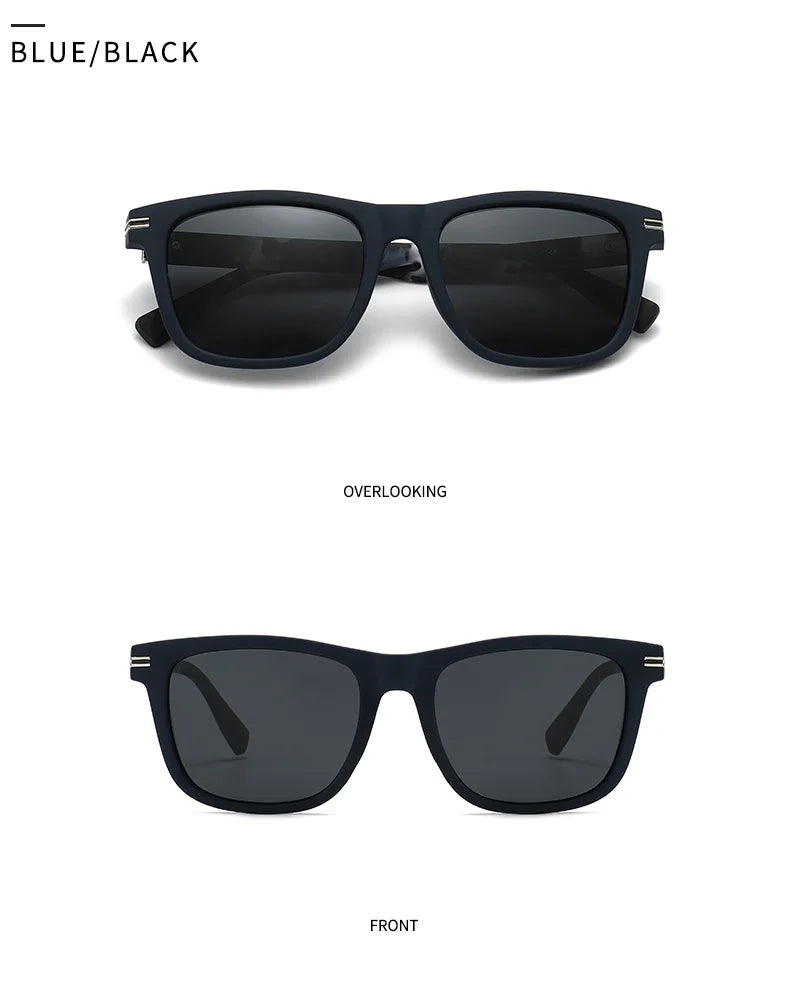 Trending Square Men Punk Rivets Sunglasses Retro Dark Green Eyewear Women Shades UV400 Polarized Sun Glasses