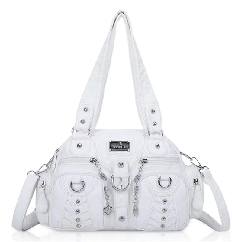 Women Handbags Fashion Satchel Top-handle Handbag PU Shoulder Bag 10.6"x8.3" Dumpling Pack Multi-pockets Shoulder Bags