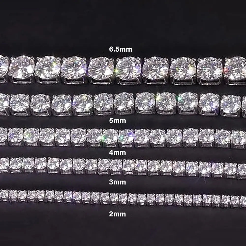 GRA Certified Moissanite Tennis Necklace 2/3/4/5/6.5mm Solid 925 Sterling Silver Diamond Tennis Necklaces for Women Man