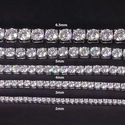 GRA Certified Moissanite Tennis Necklace 2/3/4/5/6.5mm Solid 925 Sterling Silver Diamond Tennis Necklaces for Women Man