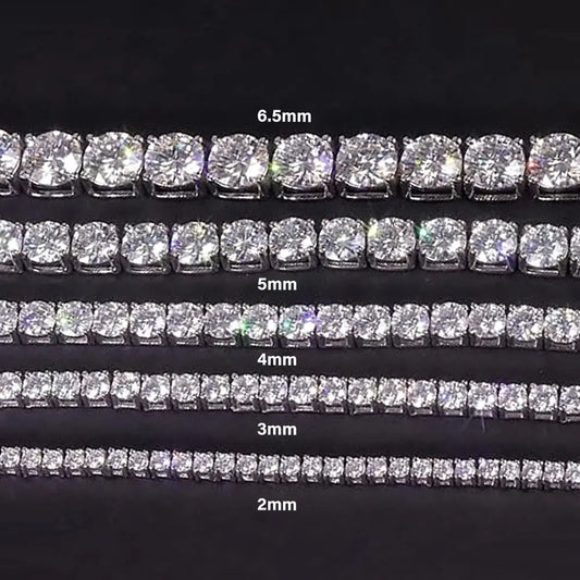 GRA Certified Moissanite Tennis Necklace 2/3/4/5/6.5mm Solid 925 Sterling Silver Diamond Tennis Necklaces for Women Man