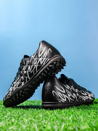 Men Women Kids Youth TF Turf Soccer Cleats PU+Fabric Upper Rubber Sole Non-Slip Wear-Resistant Training Shoes