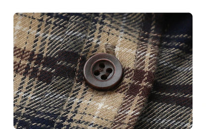 Women Shirts Loose Casual New Sanding Plaid Shirt Long Sleeve Medium Long Length Blouses Female Tops Spring Autumn 2025